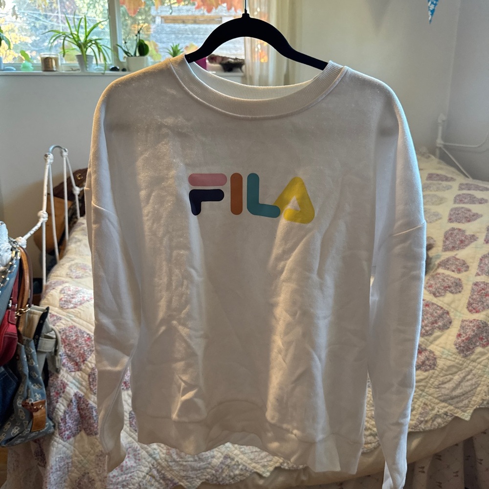 FILA Women's Multicolor Logo White Sweater